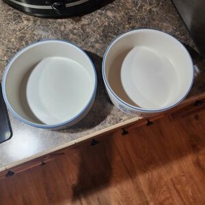 Pfaltzgraff Yorktowne Dog Bowls  set of 2 very rare pieces of this pottery